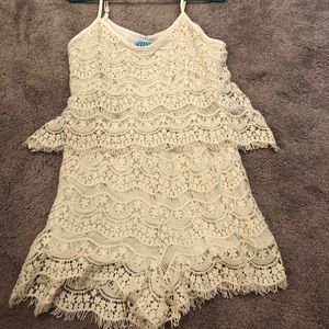 Cream laced romper